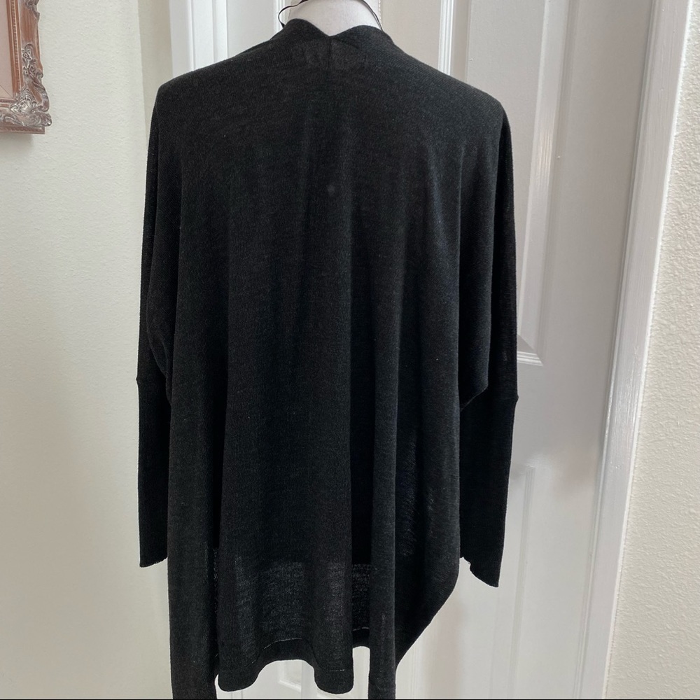 Double Zero Charcoal Grey Open Front Cardigan Sid… - image 3